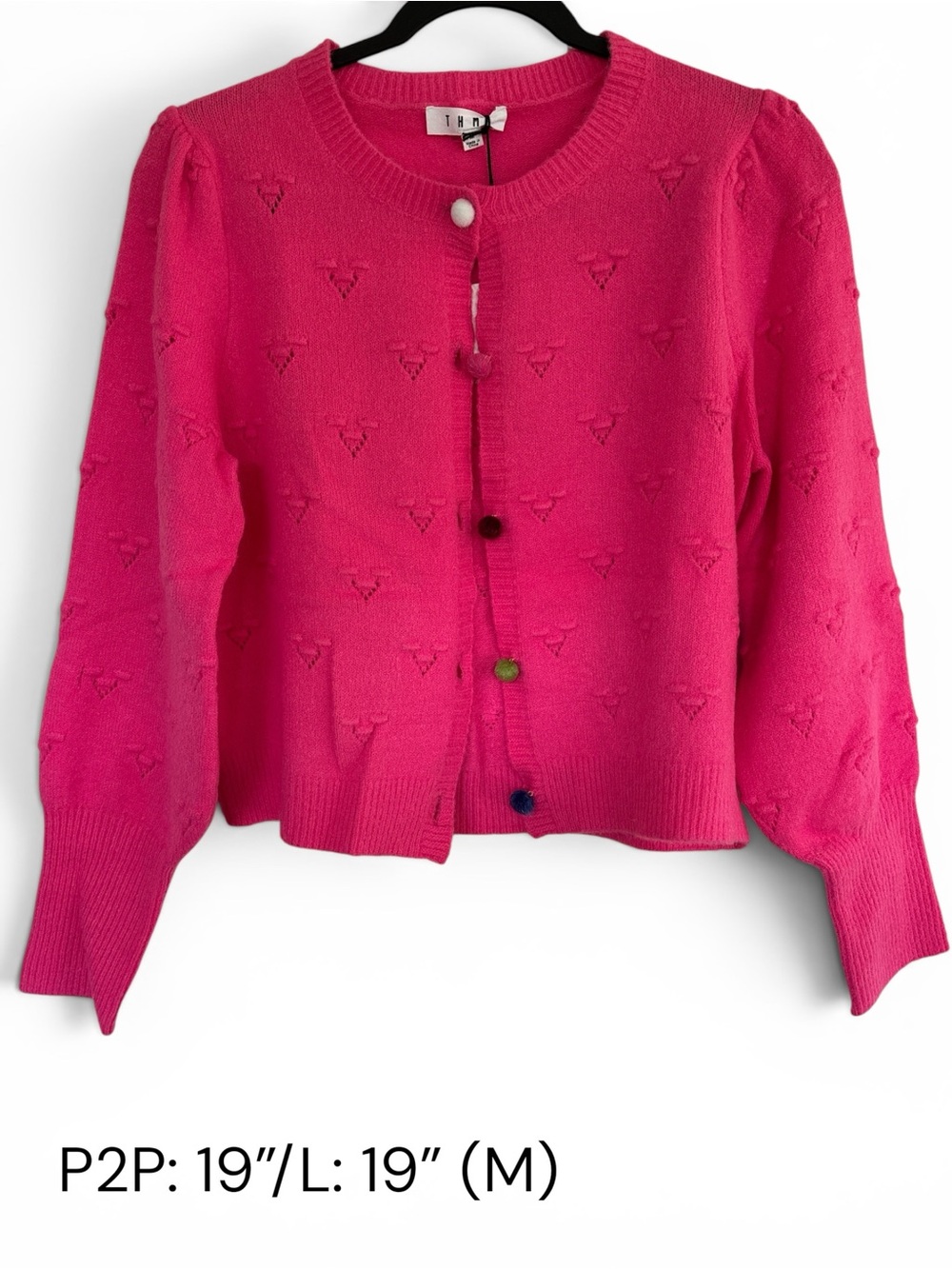 THML Hot Pink Knit Button-Front Cardigan